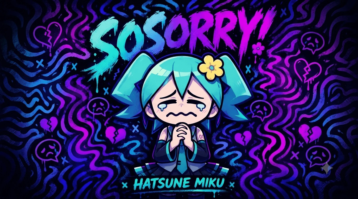 FNF SOSORRY Hatsune Mikuのプレイ画面